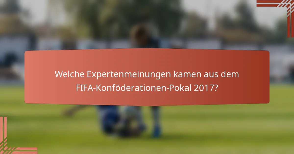 Welche Expertenmeinungen kamen aus dem FIFA-Konföderationen-Pokal 2017?