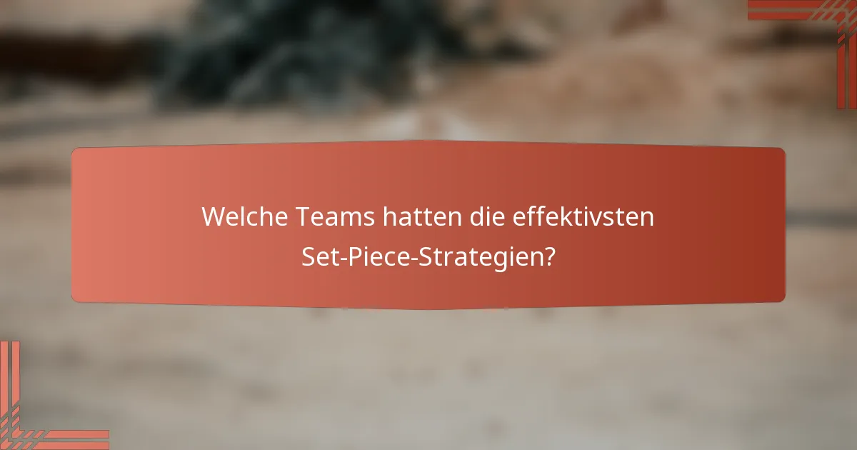 Welche Teams hatten die effektivsten Set-Piece-Strategien?