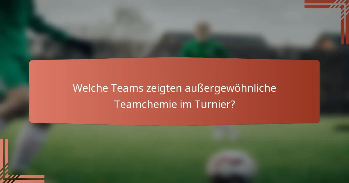 Welche Teams zeigten außergewöhnliche Teamchemie im Turnier?